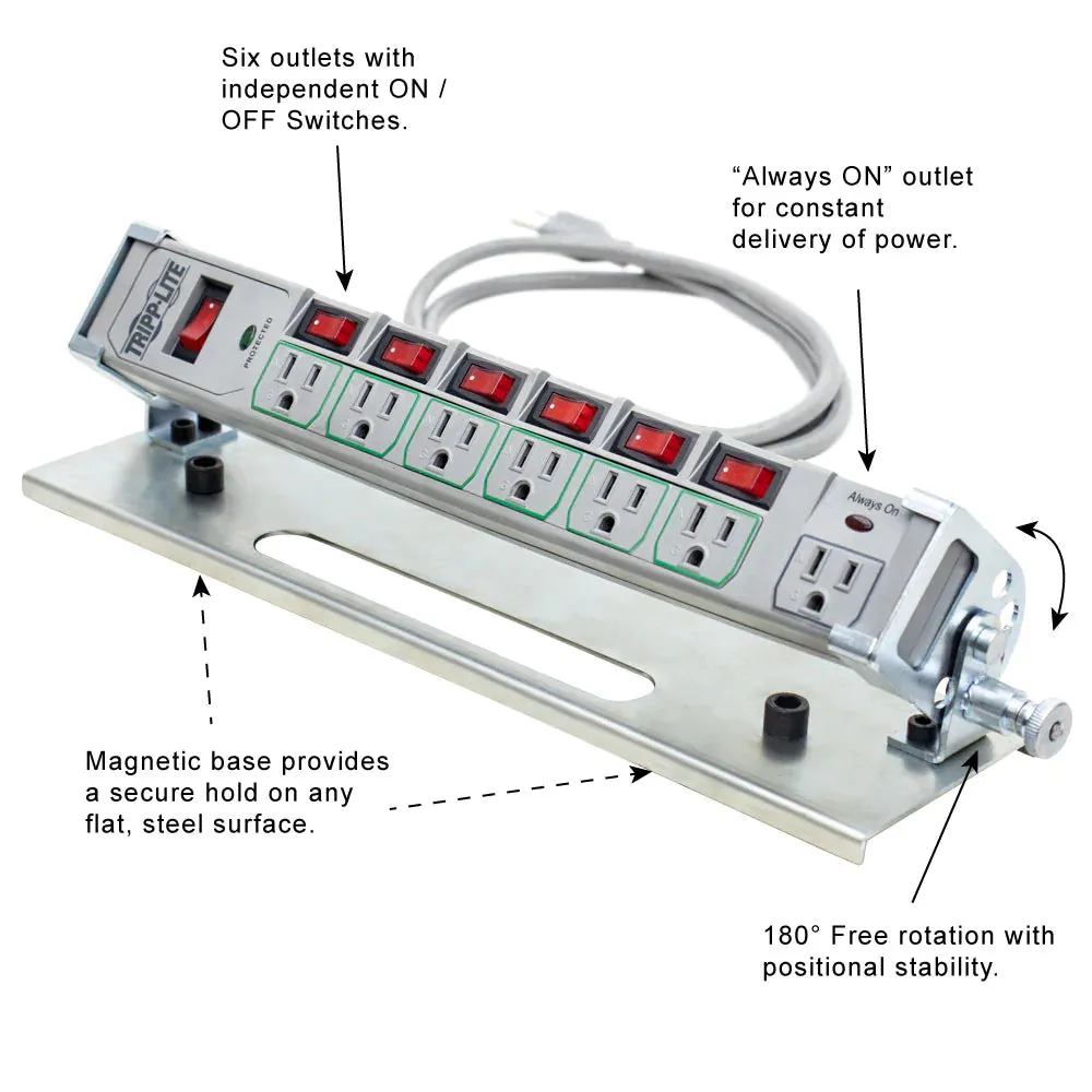 Multi-outlet Strip w/ Magnetic Mounting Plate