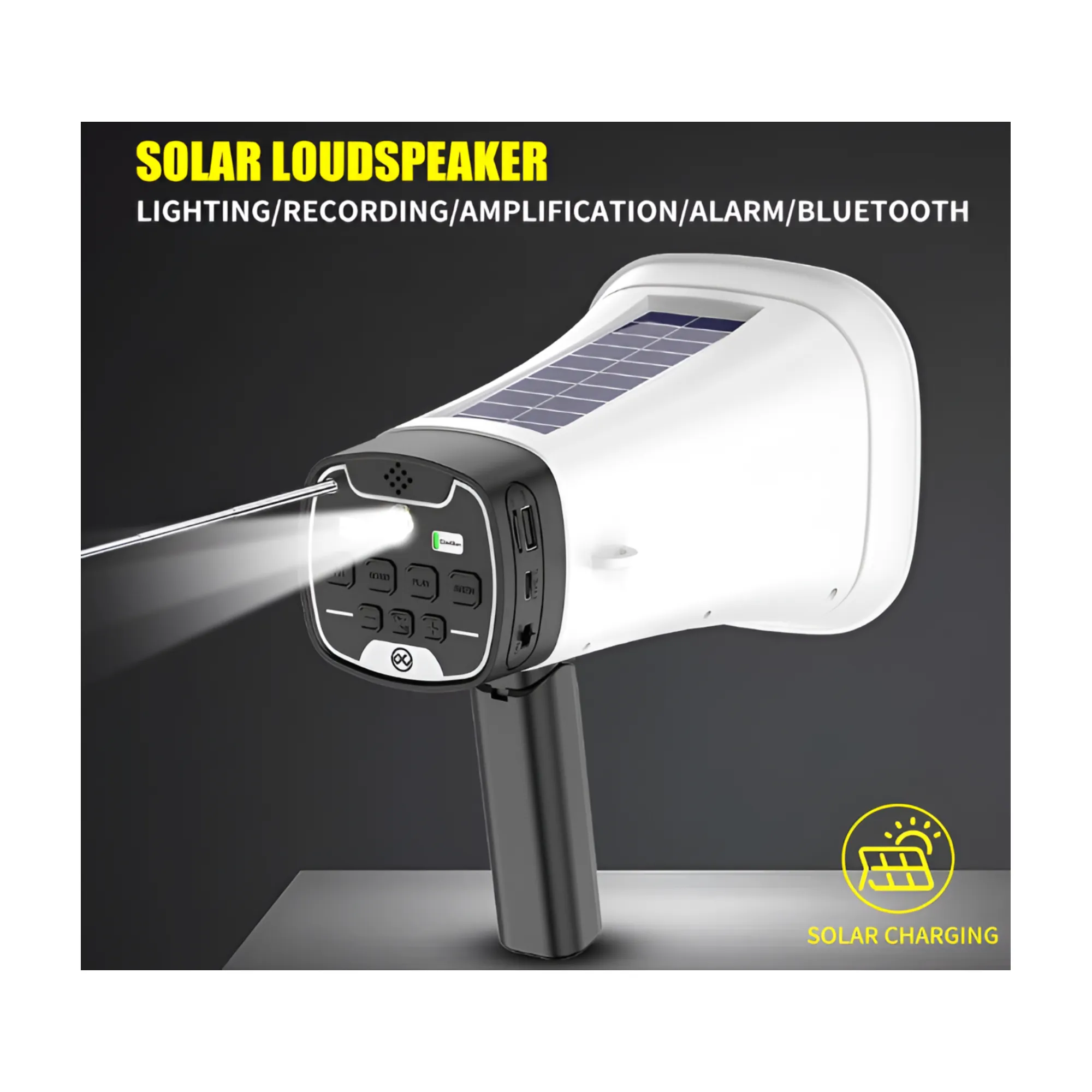 Multifunctional Portable Wireless Solar-Powered Flashlight Speaker