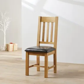 Oak Dining Chair with Vegan Leather Cushion