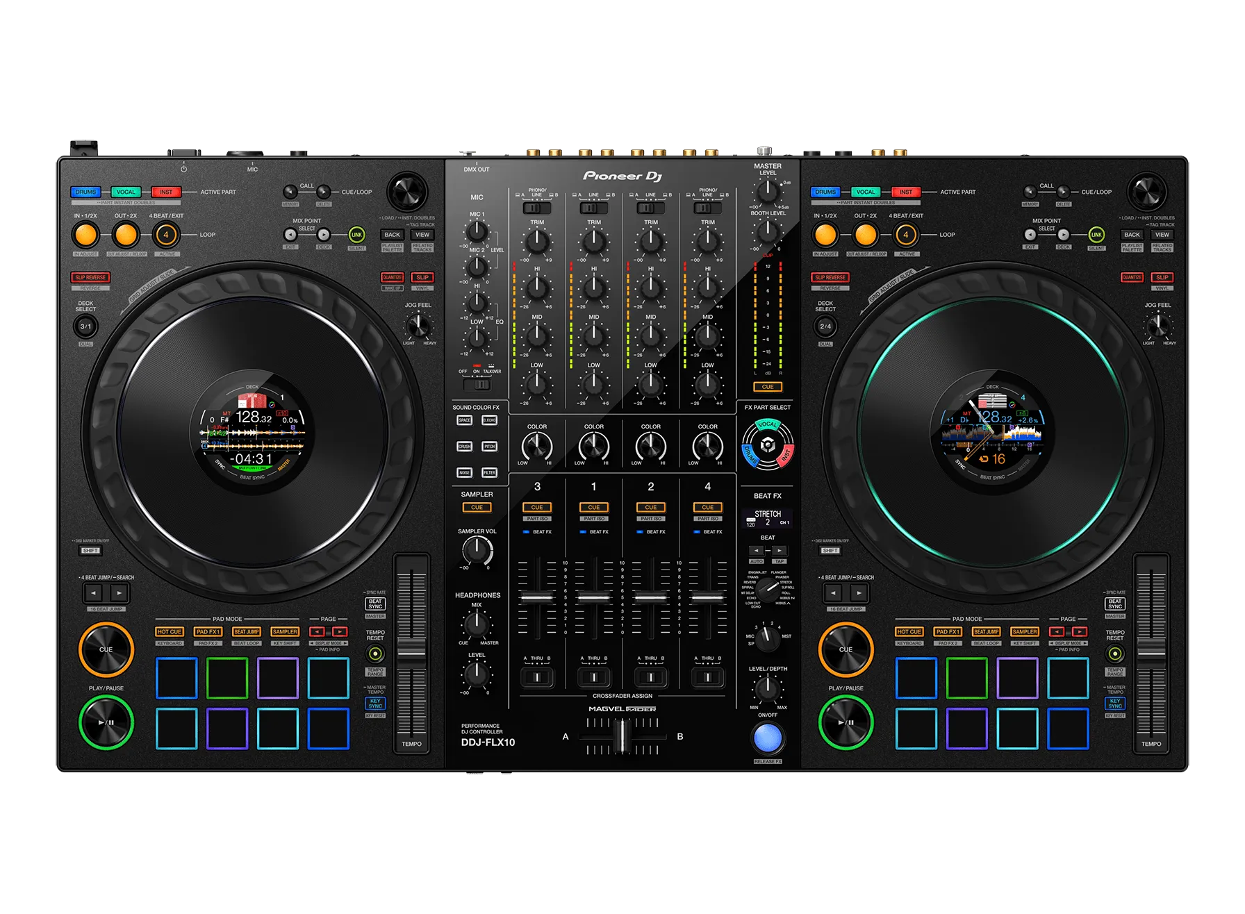 Pioneer DDJ-FLX10 4-channel DJ performance controller for multiple DJ applications (Black)