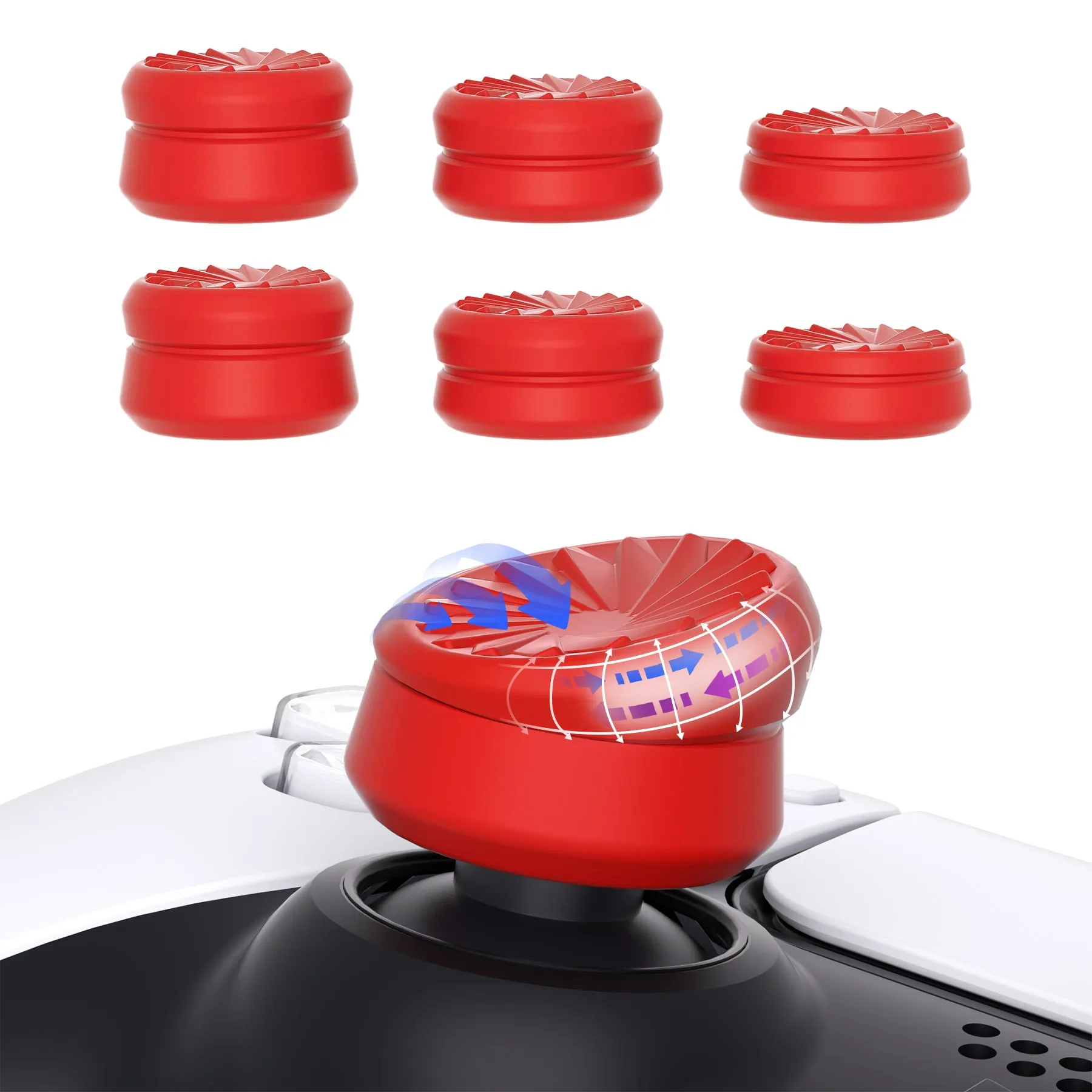 PlayVital 3 Height Turbine Thumbs Cushion Caps Thumb Grips for ps5, for ps4, Thumbstick Grip Cover for Xbox Core Wireless Controller, Thumb Grips for Xbox One, Elite Series 2, for Switch Pro - Passion Red - PJM3056