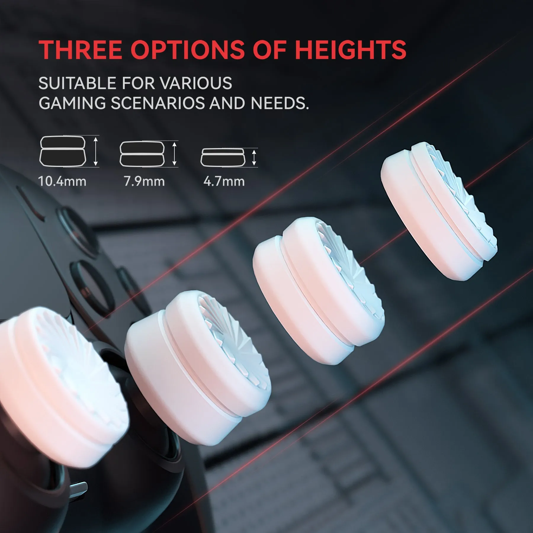 PlayVital 3 Height Turbine Thumbs Cushion Caps Thumb Grips for ps5, for ps4, Thumbstick Grip Cover for Xbox Core Wireless Controller, Thumb Grips for Xbox One, Elite Series 2, for Switch Pro - White - PJM3053