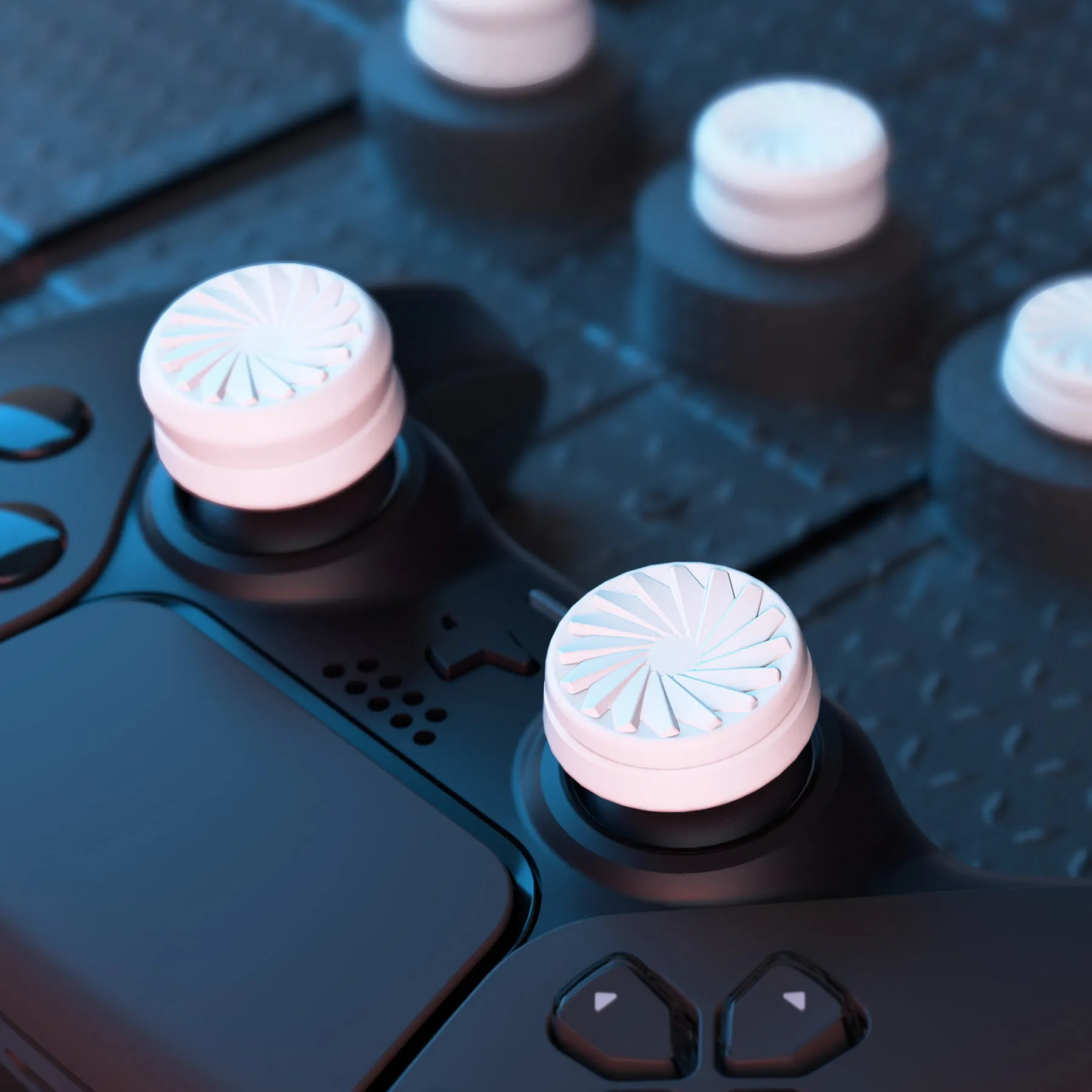 PlayVital 3 Height Turbine Thumbs Cushion Caps Thumb Grips for ps5, for ps4, Thumbstick Grip Cover for Xbox Core Wireless Controller, Thumb Grips for Xbox One, Elite Series 2, for Switch Pro - White - PJM3053