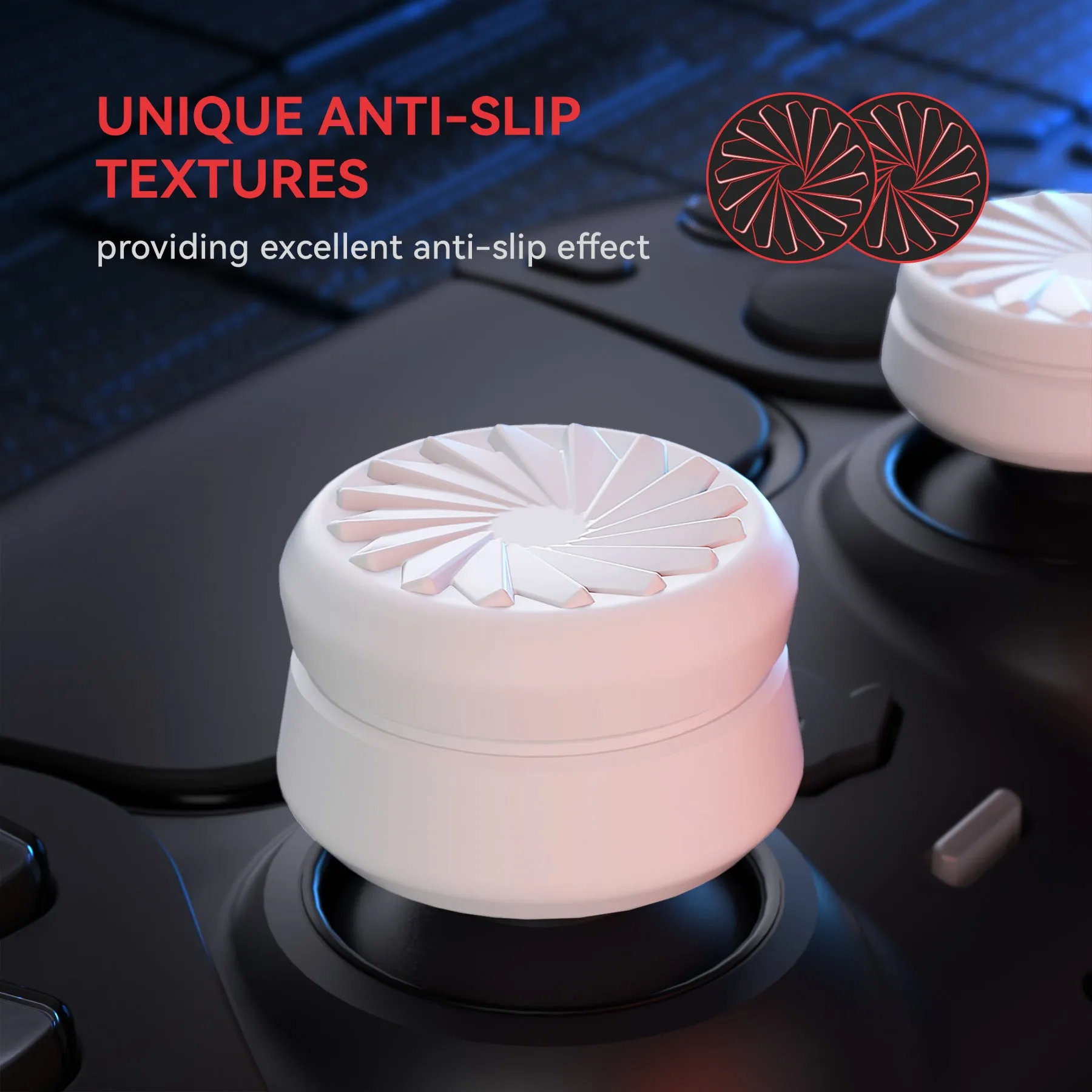 PlayVital 3 Height Turbine Thumbs Cushion Caps Thumb Grips for ps5, for ps4, Thumbstick Grip Cover for Xbox Core Wireless Controller, Thumb Grips for Xbox One, Elite Series 2, for Switch Pro - White - PJM3053