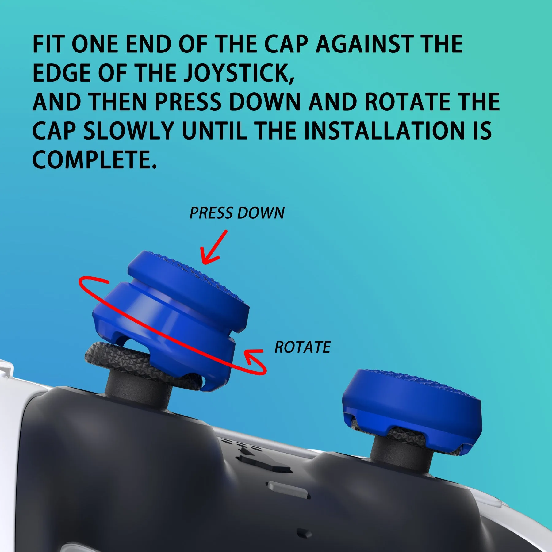 PlayVital Blue Thumbs Pro Armor Thumbstick Extender Joystick Caps Grip for ps5 Controller - 2 High Raise and 2 Mid Raise Dome - PJM4003