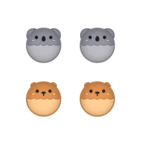 PlayVital Brown Bear & Koala Cute Thumb Grip Caps for PS5/4 Controller, Silicone Analog Stick Caps Cover for Xbox Series X/S, Thumbstick Caps for Switch Pro Controller - PJM3001