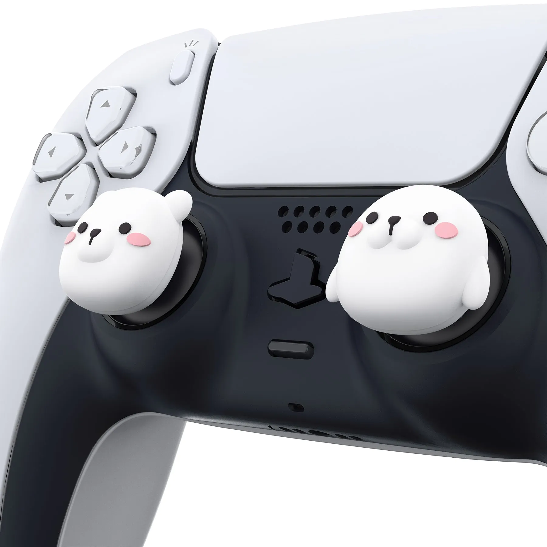 PlayVital Polar Bear & Baby Seal Cute Thumb Grip Caps for PS5/4 Controller, Silicone Analog Stick Caps Cover for Xbox Series X/S, Thumbstick Caps for Switch Pro Controller - PJM3016