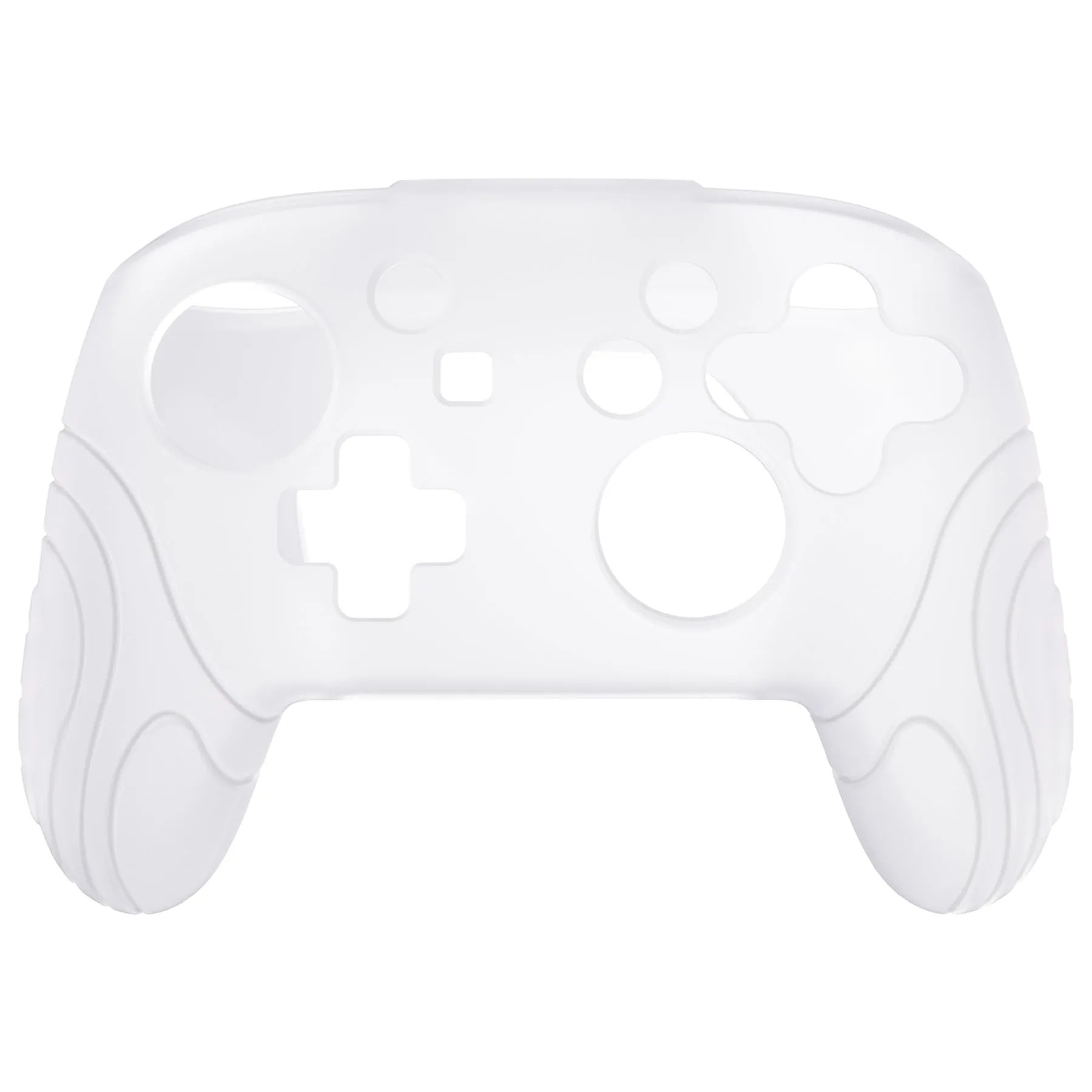 PlayVital Samurai Edition Ergonomic Silicone Skin Protective Case for Nintendo Switch Pro Controller, Soft Anti-slip Controller Grip Protector for Nintendo Switch Pro with Thumb Grip Caps - Clear White - EBNPP008