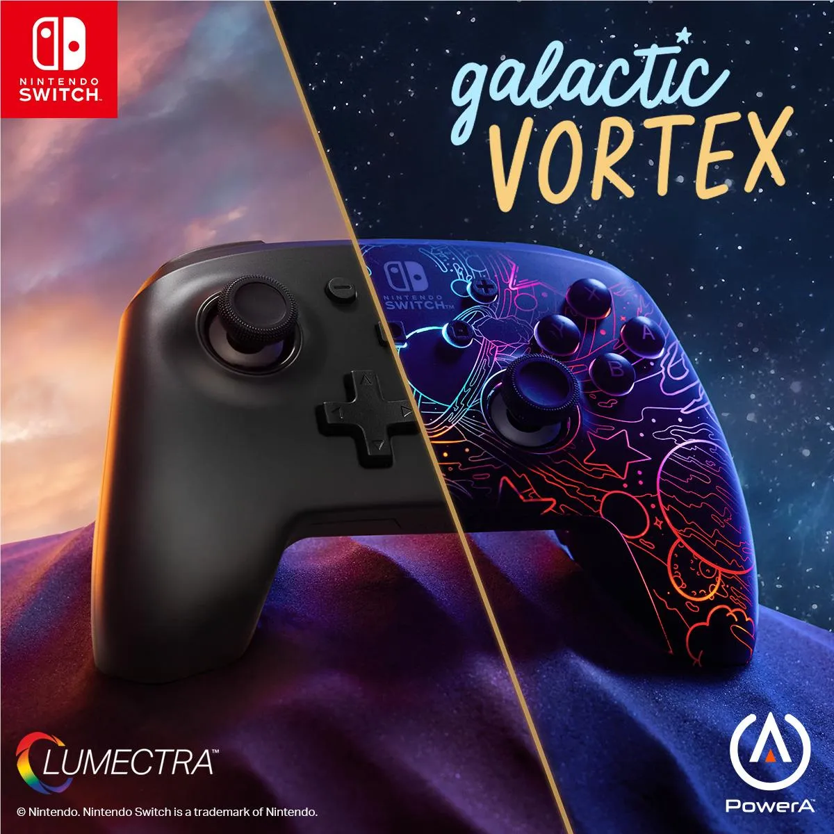 PowerA Etched Lumectra Enhanced Wireless Controller for Nintendo Switch (Galactic Vortex)