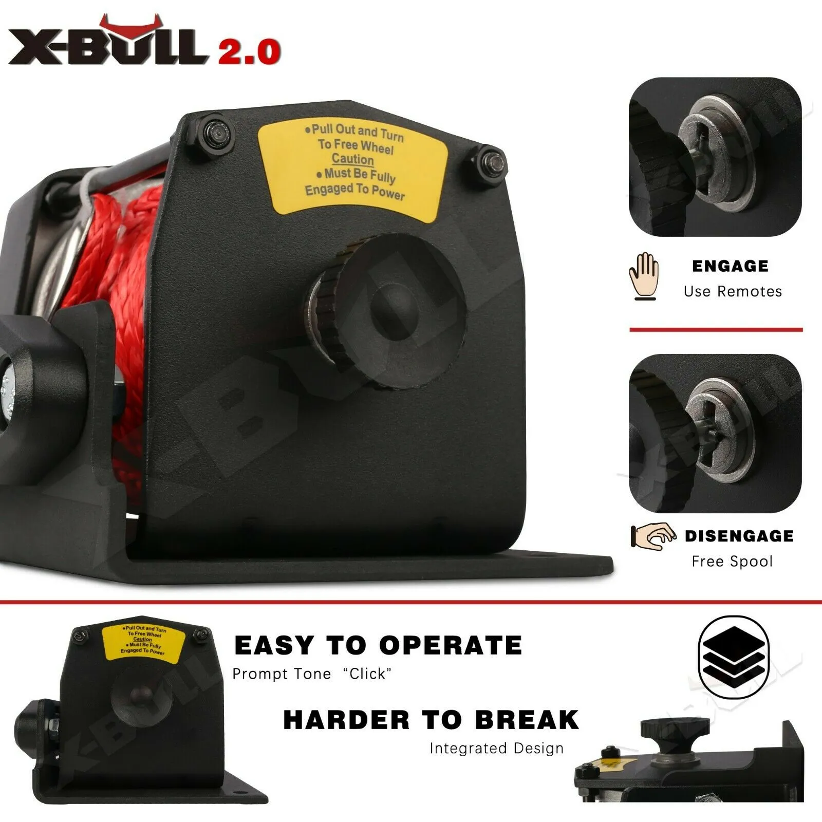 Powerful 12V Electric Winch 3000LBS with Synthetic Rope - X-BULL, 2 Units