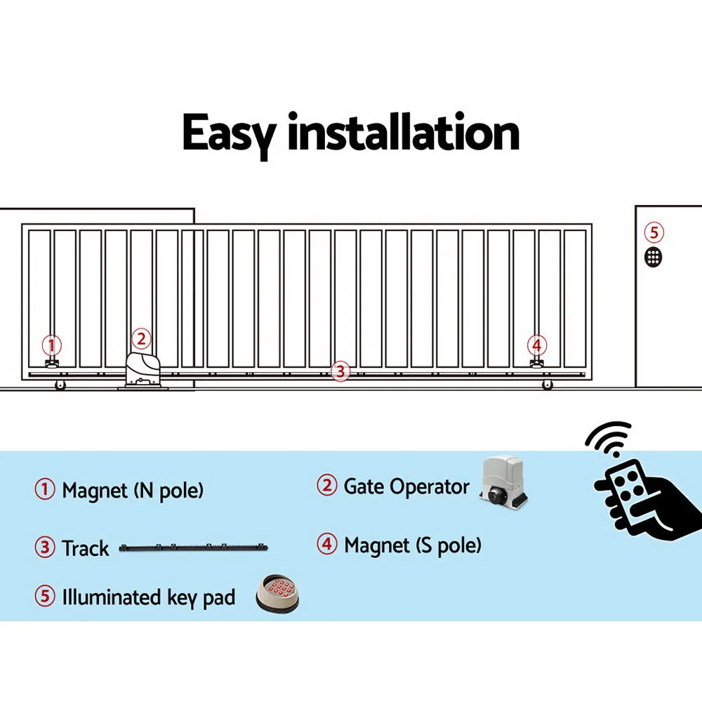 Powerful Auto Sliding Gate Opener 1200kg, Keypad - Lockmaster