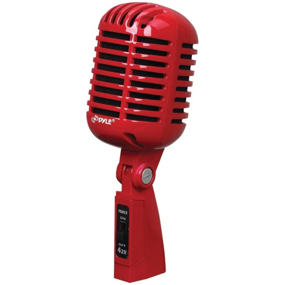 Pyle Pro PDMICR42R Classic Retro Vintage-Style Dynamic Vocal Microphone (Red)