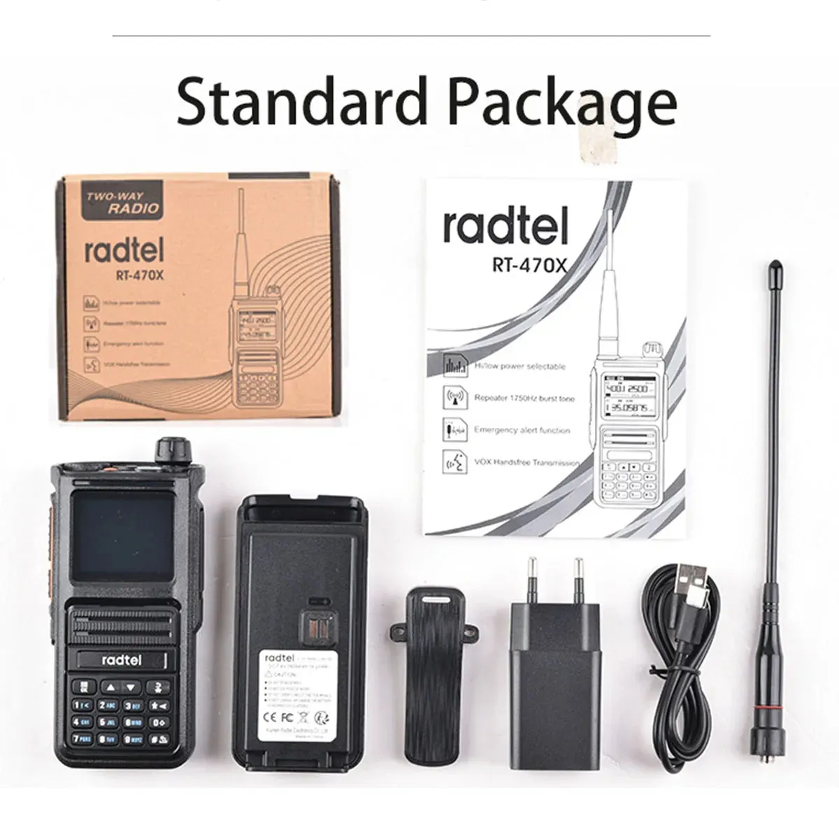 Radtel RT-470X Multi-bands Ham Walkie-Talkies 256CH Air Band Two Way Radio Station Aviation NOAA Police Marine Transceiver PTT