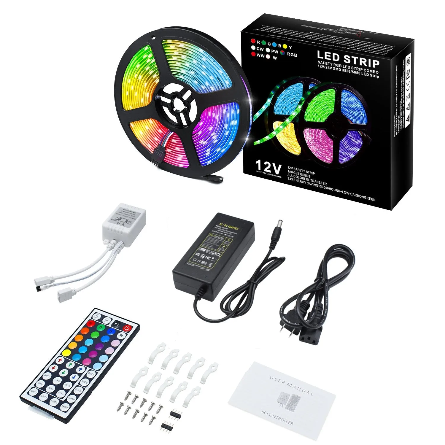 RGB LED Strip Lights 16.4FT/5M SMD5050 300led Waterproof RGB Color Changing LED Strip Light Kit