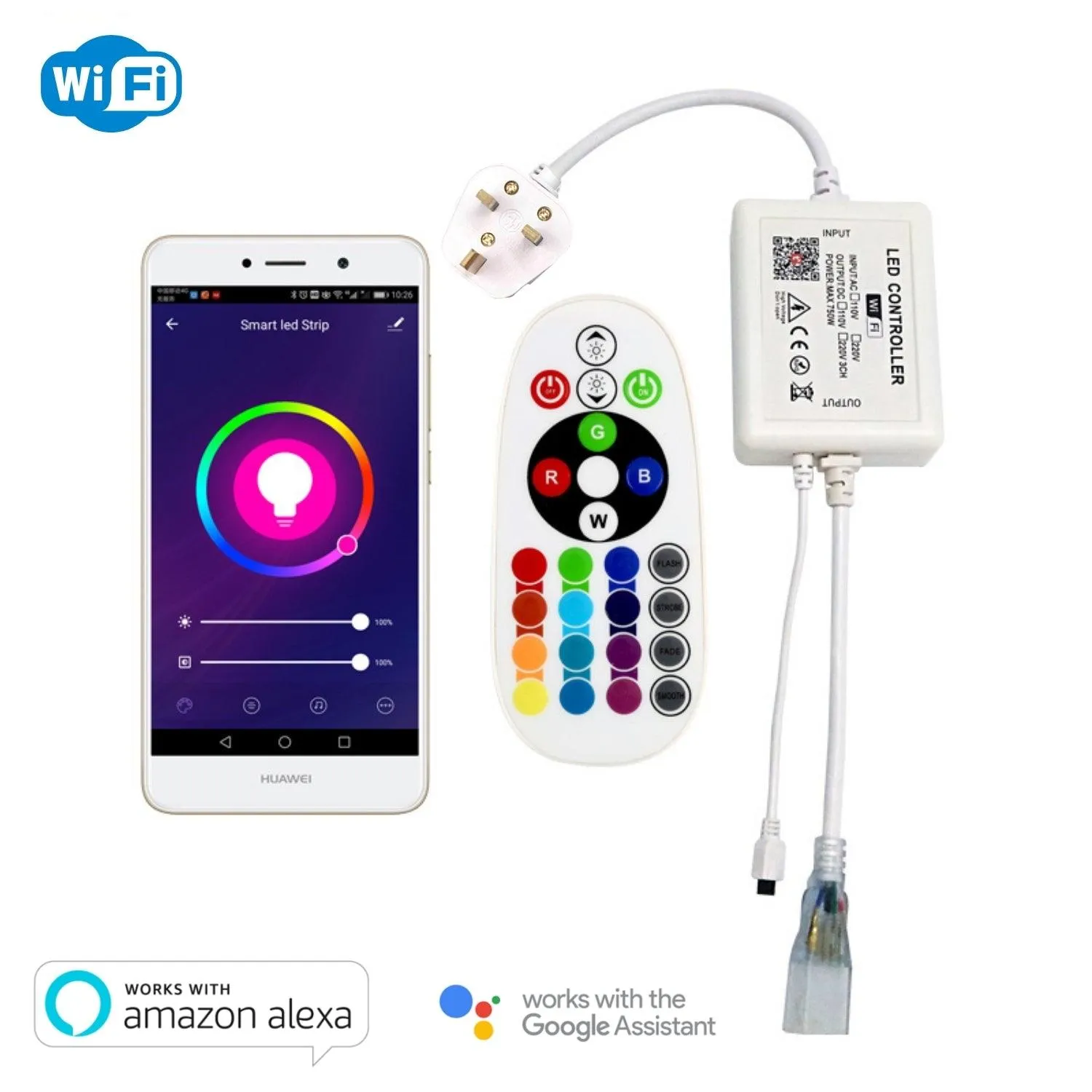 RGB Neon Flex 10x18mm 220V 240V WiFi Tuya APP LED controller with 24key Remote