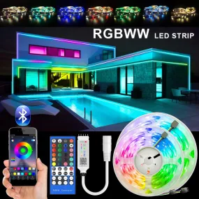 RGBWW LED Strip Light SMD 5050 10M 5M LED Lights Waterproof DC12V RGB Led tape diode ribbon Flexible APP Phone Control adapter