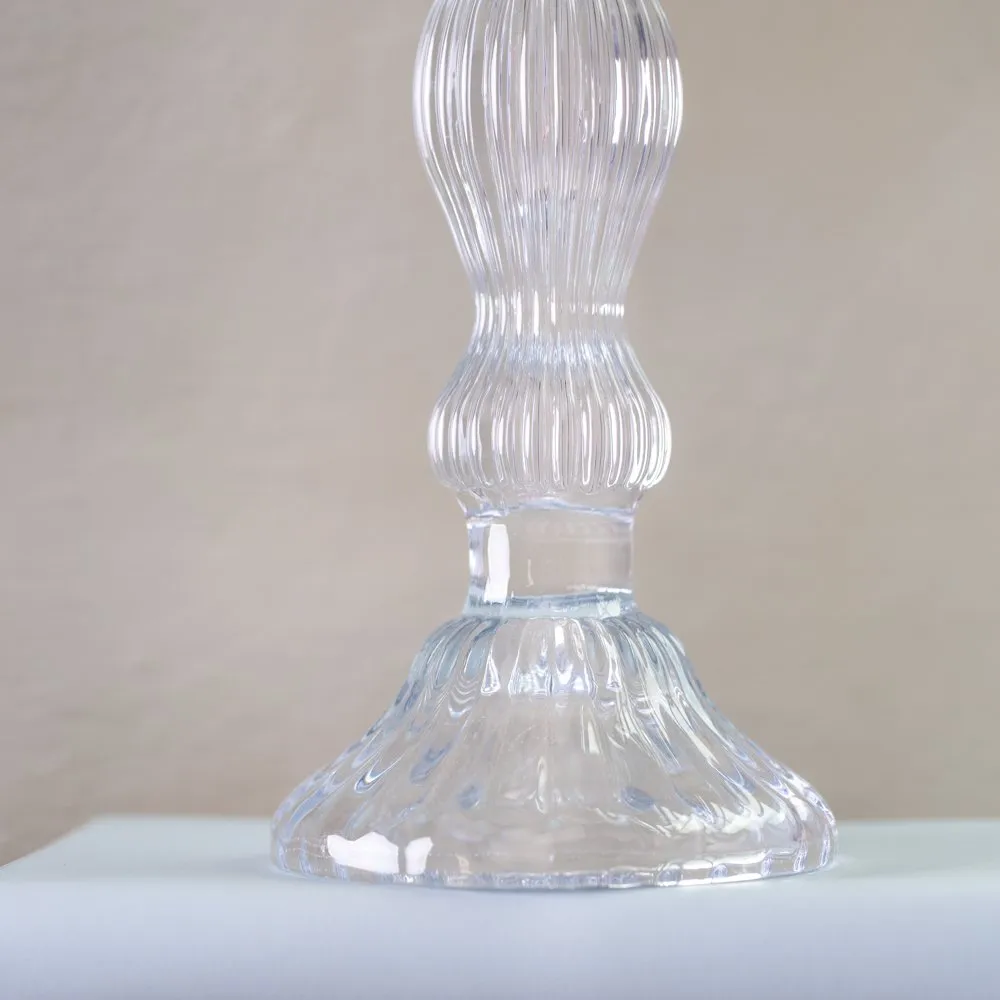 Ribbed Glass Candle Stick Holder