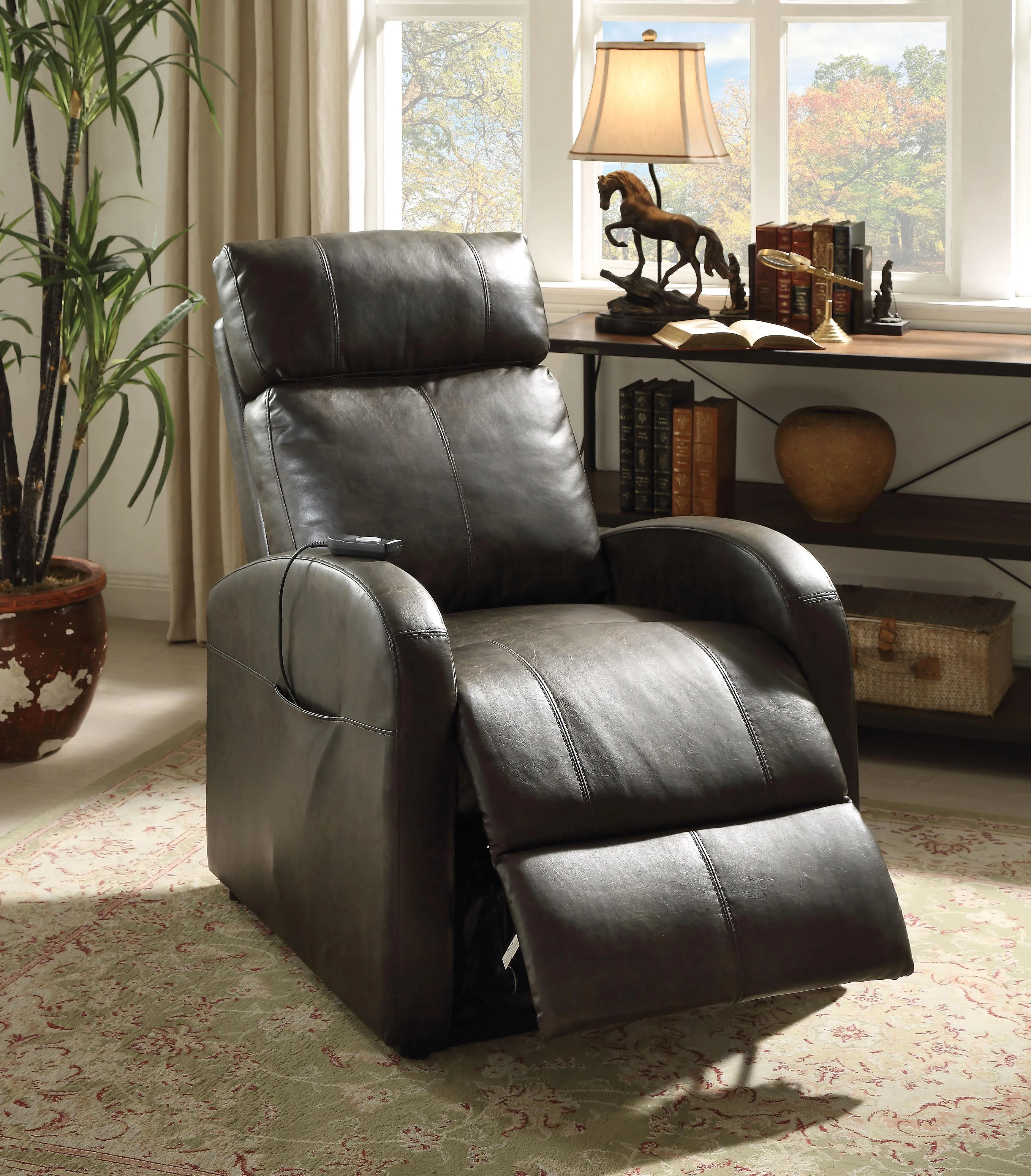 Ricardo Dark Gray PU Recliner w/Power Lift