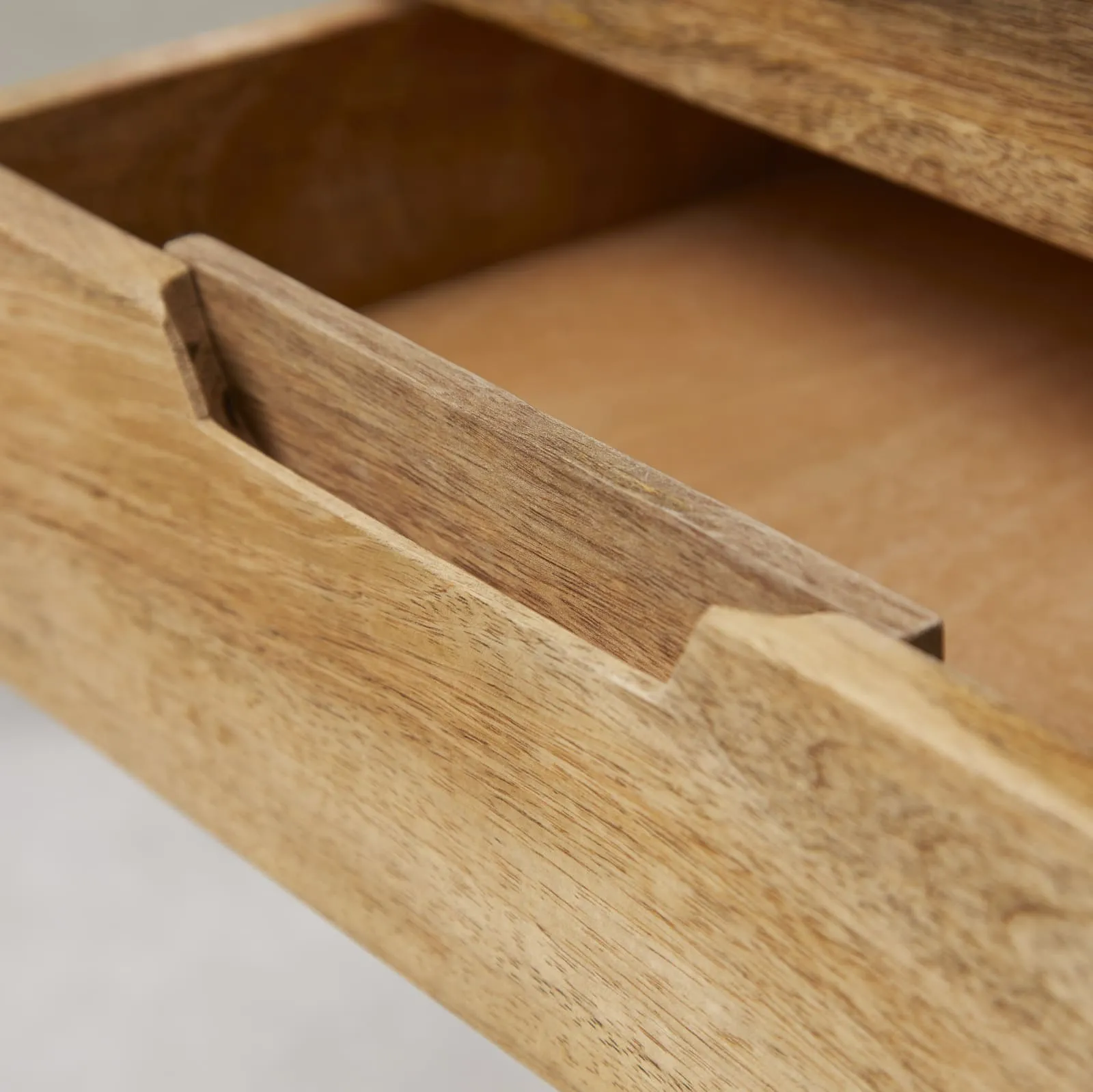 Rustic Mango Wood Bedside Table with 2 Drawers