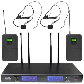 SA-U2LV3-2 - 2 Channel UHF Wireless Microphone System with 2 Headset Microphones