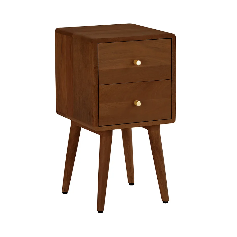 Scandinavian Dark Walnut Logan Narrow Bedside Table