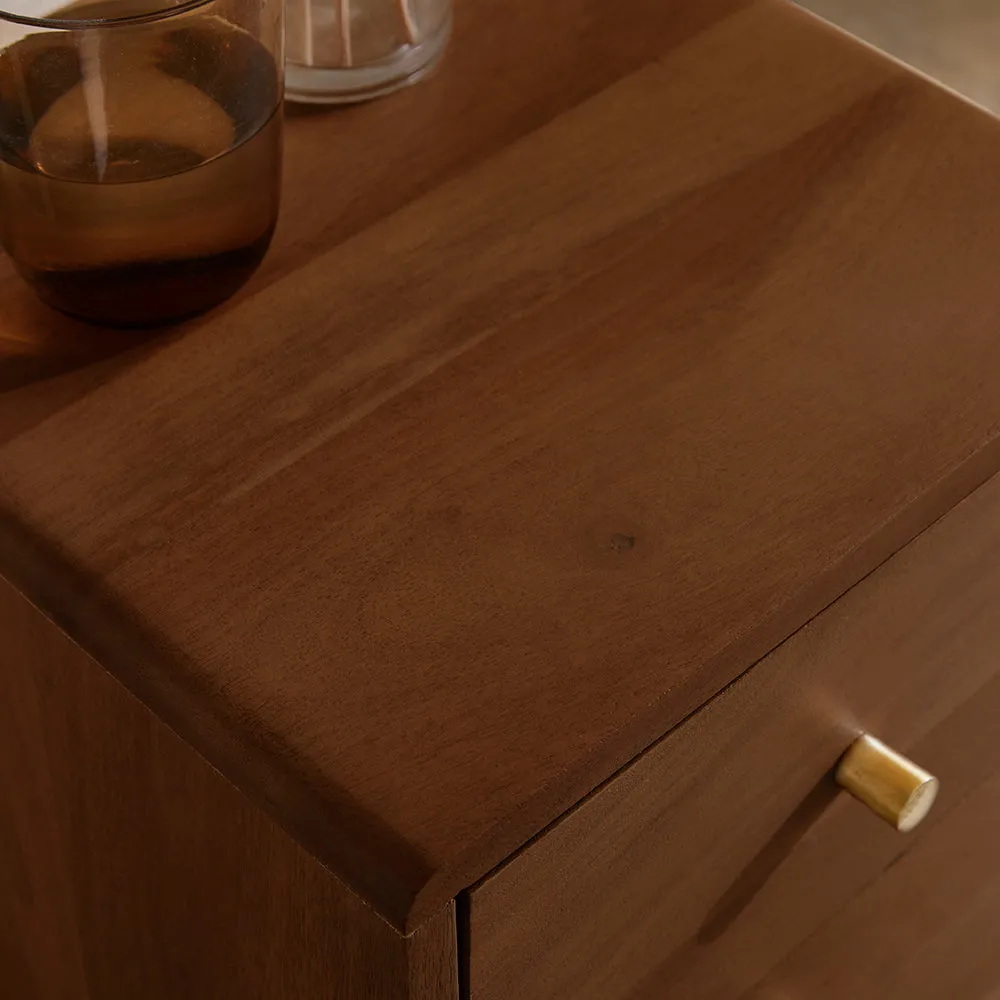 Scandinavian Dark Walnut Logan Narrow Bedside Table