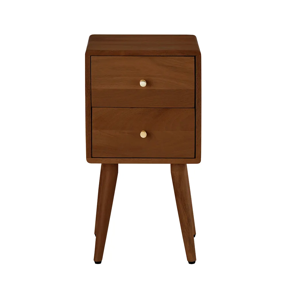 Scandinavian Dark Walnut Logan Narrow Bedside Table