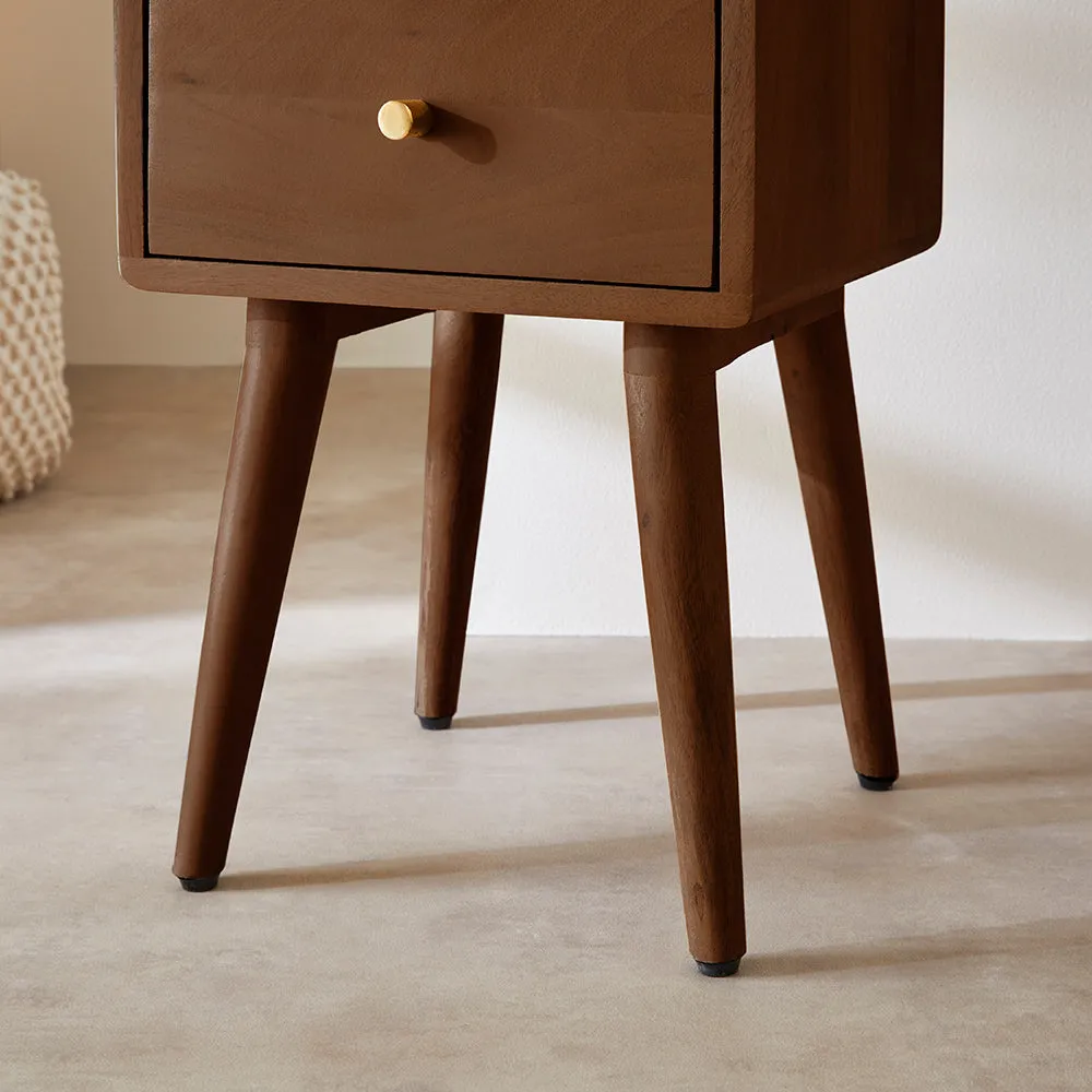 Scandinavian Dark Walnut Logan Narrow Bedside Table