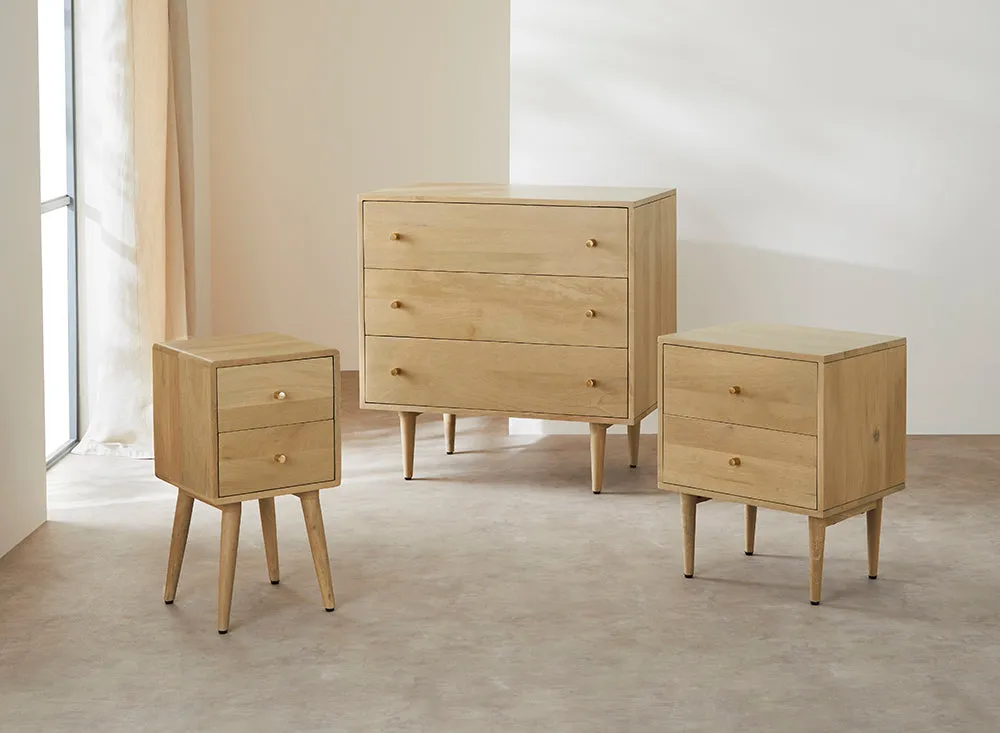 Scandinavian Light Oak Oslo Chest of 3 Drawers