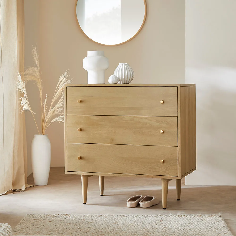 Scandinavian Light Oak Oslo Chest of 3 Drawers