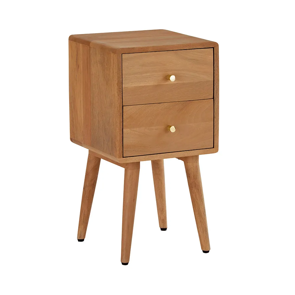 Scandinavian Light Walnut Logan Narrow Bedside Table