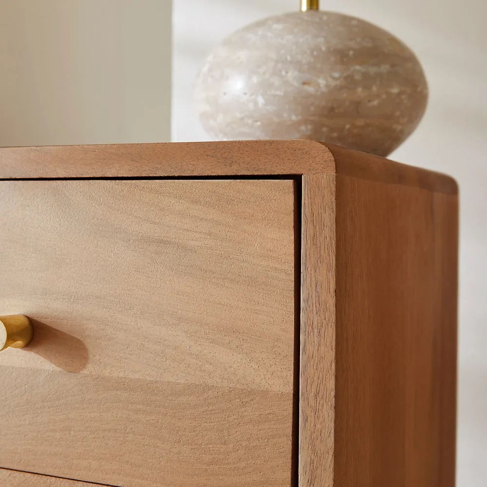 Scandinavian Light Walnut Logan Narrow Bedside Table