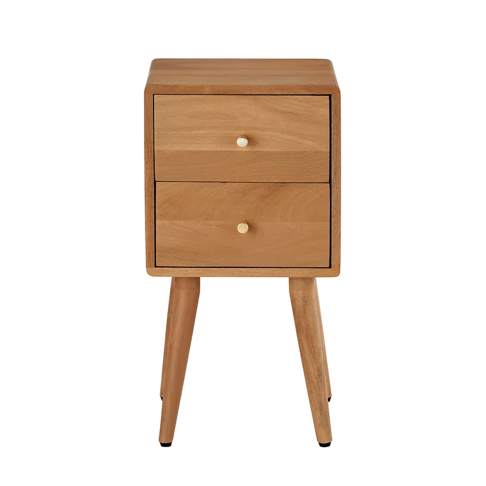 Scandinavian Light Walnut Logan Narrow Bedside Table