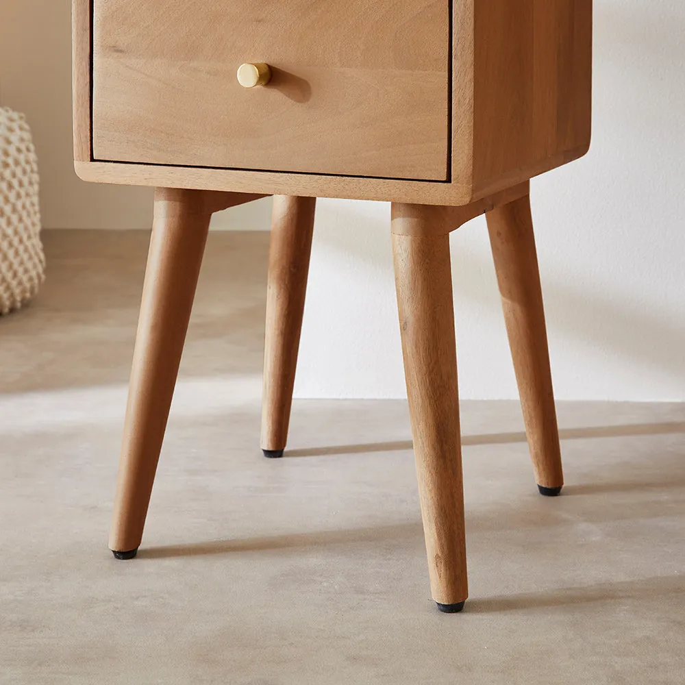 Scandinavian Light Walnut Logan Narrow Bedside Table