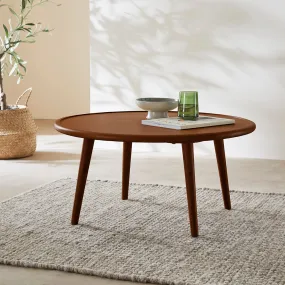 Scandinavian Walnut Round Coffee Table