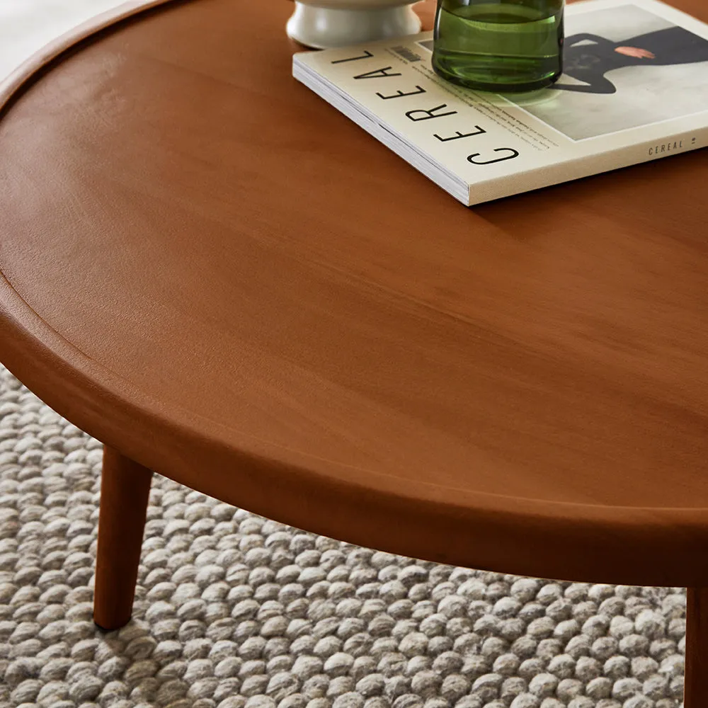 Scandinavian Walnut Round Coffee Table