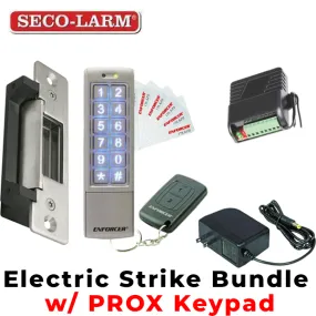 Seco-Larm - Electric Door Strike w/ PROX Digital Keypad w/ RF Receiver & RF Wireless Transmitter w/ Plug-in Transformer - Fail-safe / Fail-secure - 12VDC - UL Listed