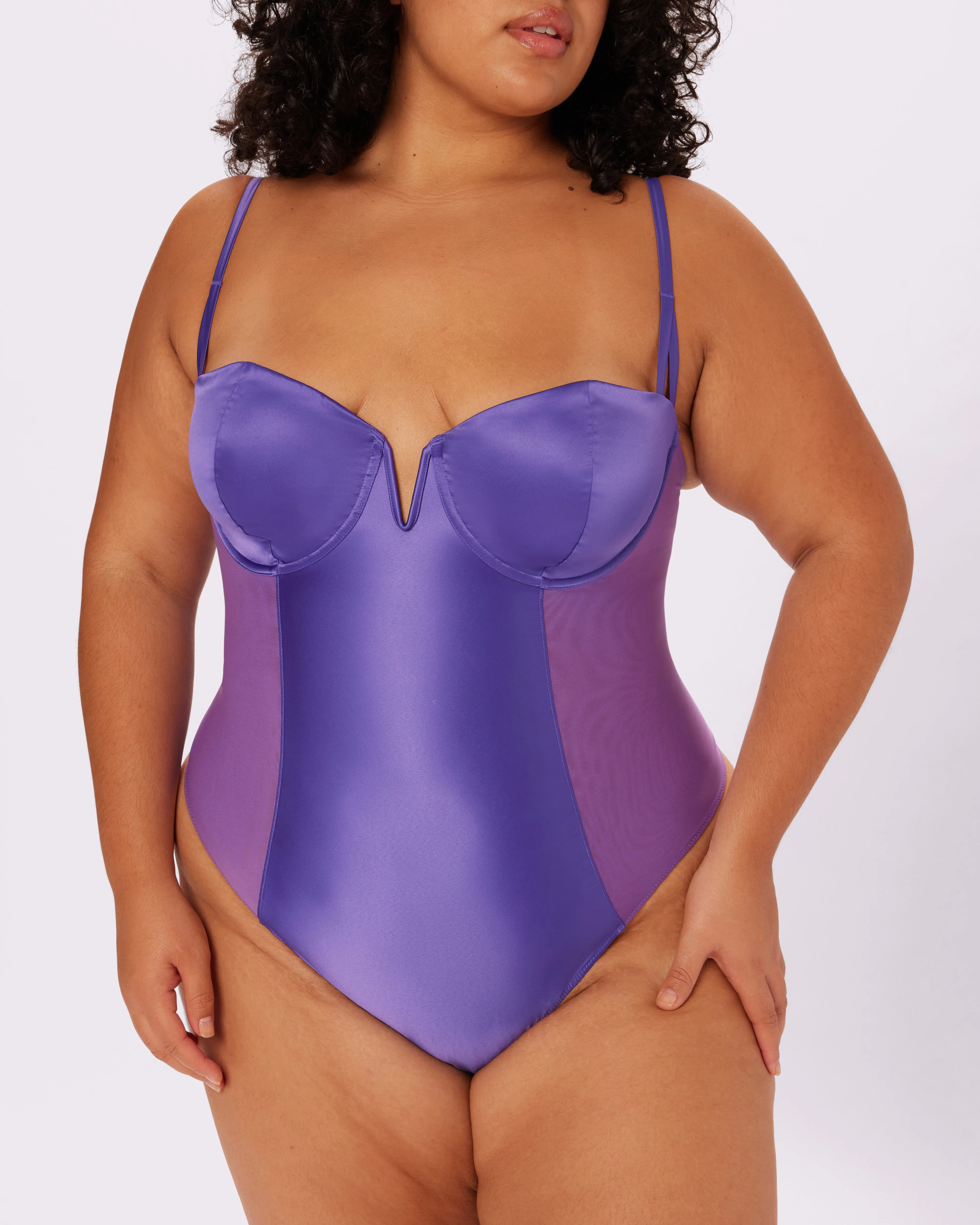 Sheer Sculpt Demi Bodysuit | Glow Satin | Archive (Grape Soda)