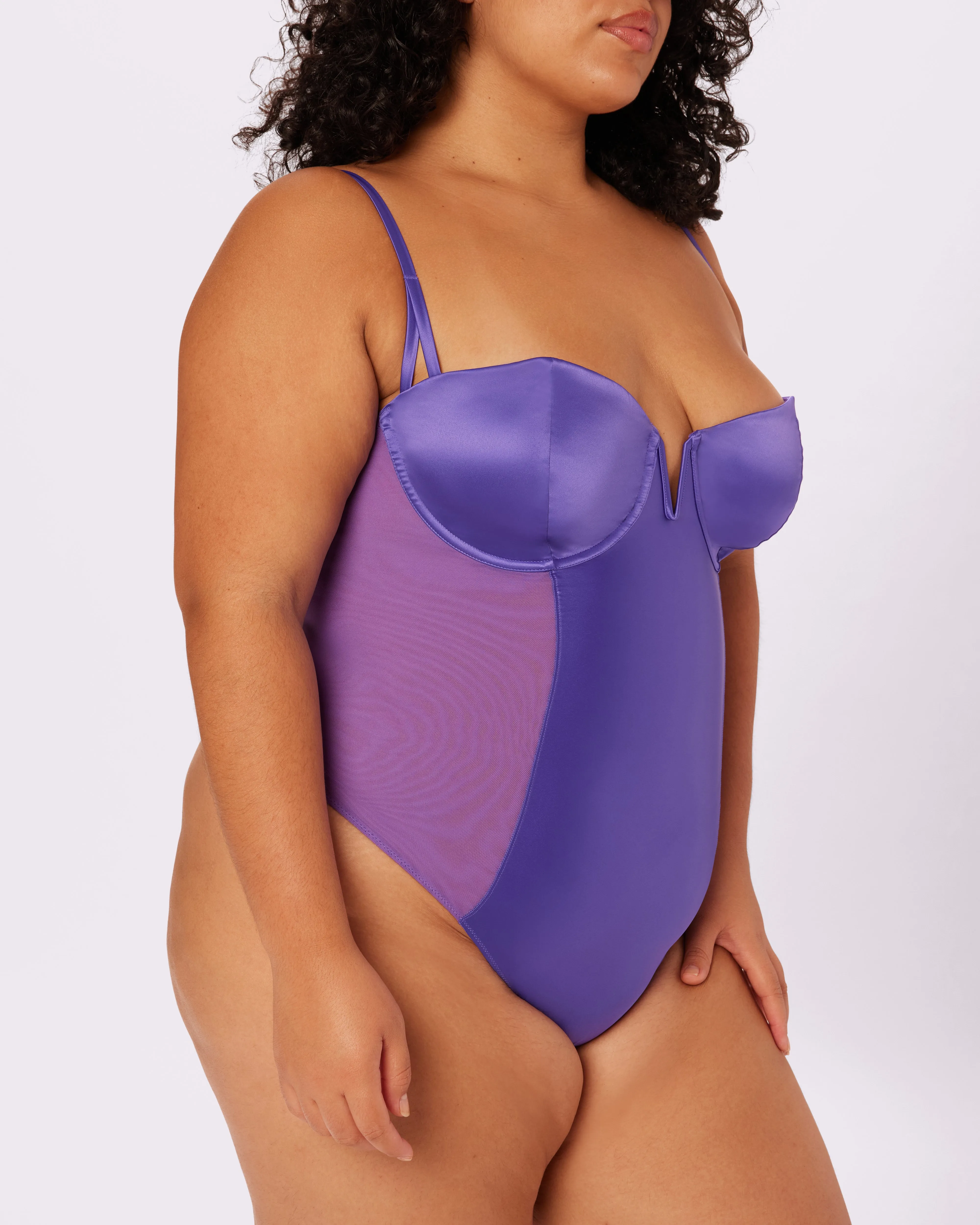 Sheer Sculpt Demi Bodysuit | Glow Satin | Archive (Grape Soda)