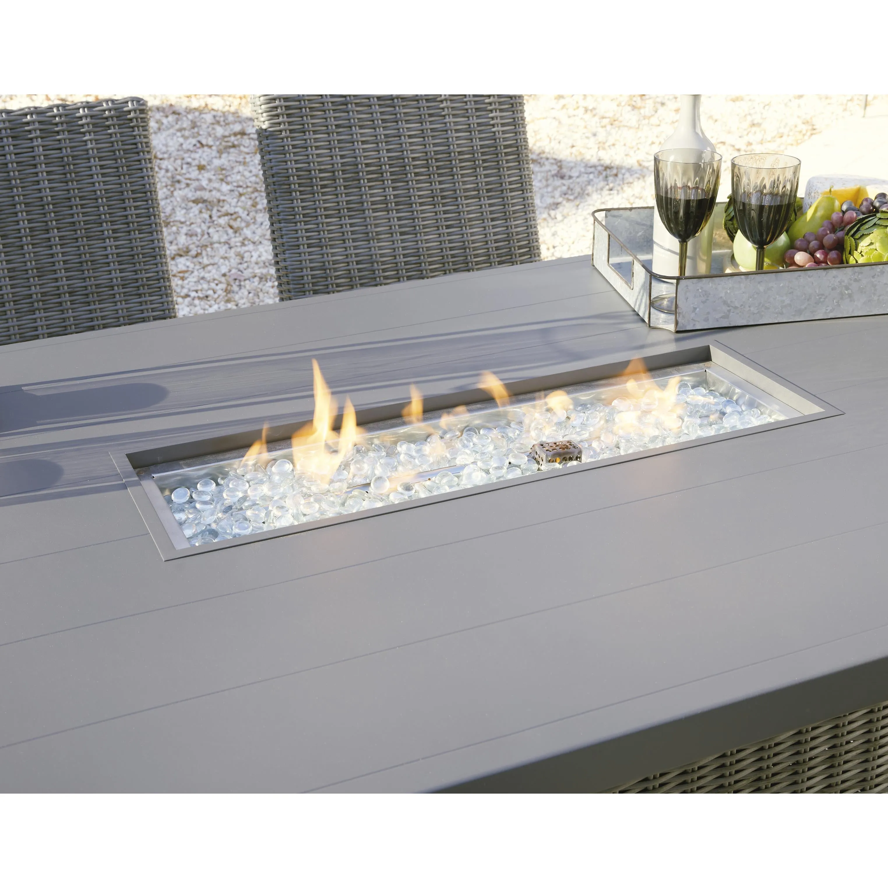 Signature Design by Ashley Palazzo P520-665 Rectangular Bar Table with Fire Pit