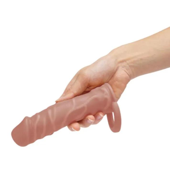 Size Up Realistic 1 Inch Penis Extender With Ball Loop Tan