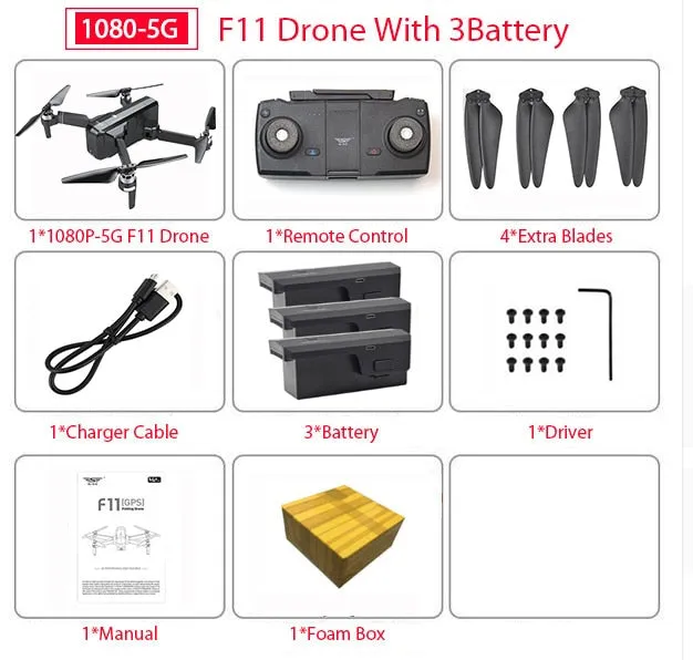 SJRC F11 PRO GPS Drone With Wifi FPV 1080P/2K HD Camera F11 Brushless Quadcopter Foldable Drone