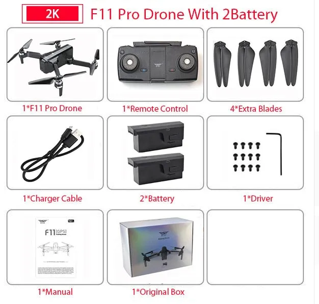 SJRC F11 PRO GPS Drone With Wifi FPV 1080P/2K HD Camera F11 Brushless Quadcopter Foldable Drone