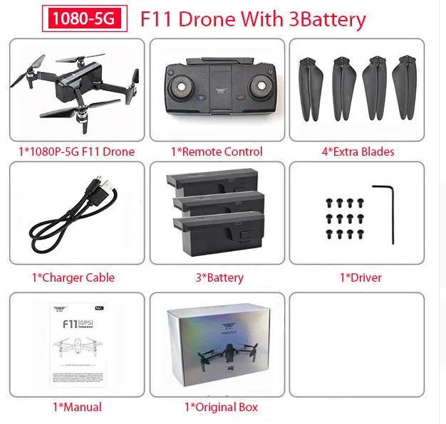 SJRC F11 PRO GPS Drone With Wifi FPV 1080P/2K HD Camera F11 Brushless Quadcopter Foldable Drone