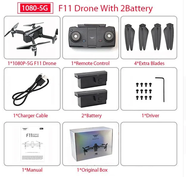 SJRC F11 PRO GPS Drone With Wifi FPV 1080P/2K HD Camera F11 Brushless Quadcopter Foldable Drone