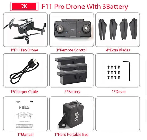 SJRC F11 PRO GPS Drone With Wifi FPV 1080P/2K HD Camera F11 Brushless Quadcopter Foldable Drone