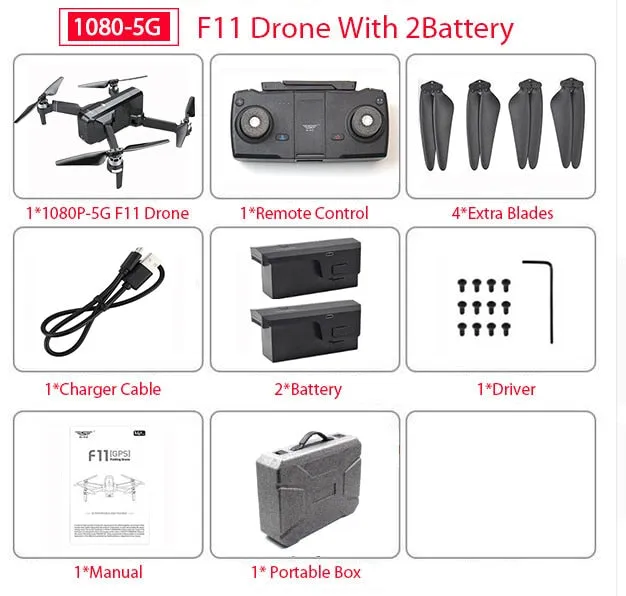 SJRC F11 PRO GPS Drone With Wifi FPV 1080P/2K HD Camera F11 Brushless Quadcopter Foldable Drone