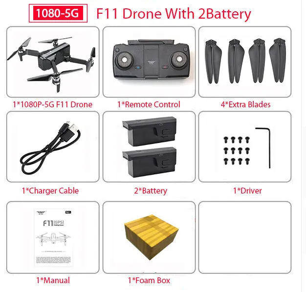 SJRC F11 PRO GPS Drone With Wifi FPV 1080P/2K HD Camera F11 Brushless Quadcopter Foldable Drone