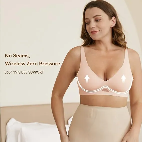 Smooth Comfortable Breathable Mesh Cool Feeling Wireless Bra Pink