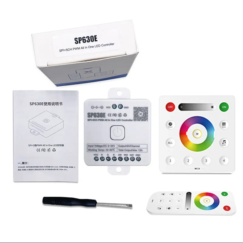 SP630E All-in-One SPI   5CH PWW LED Controller Bluetooth Music Controller for LED Strips and LED Lights iOS/Android App Control